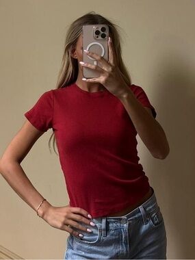 Brandy Melville Red Hailee Tee